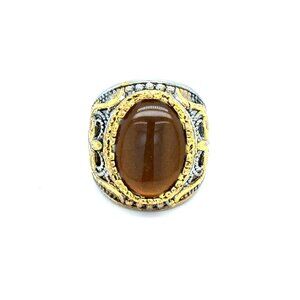 Silver Brown Gold Accent Ring